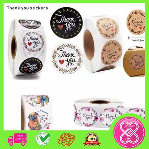 50 Pcs Sticker Thank You Label 2.5cm Kue Amplop Terima Kasih Kemasan Cake / Stiker Merry Xmas