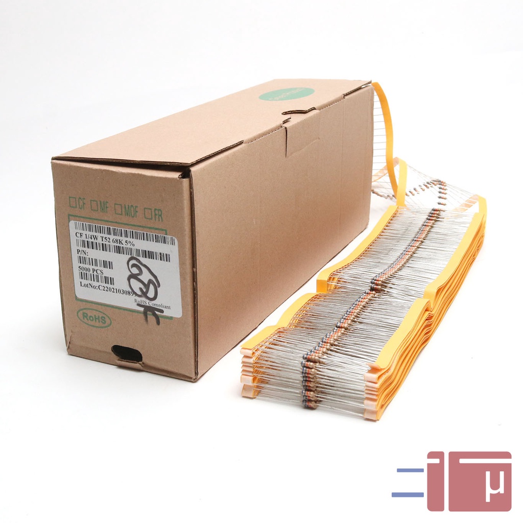 x10 Resistor 68K 1/4W Karbon 5% Taiwan Kaki Tembaga