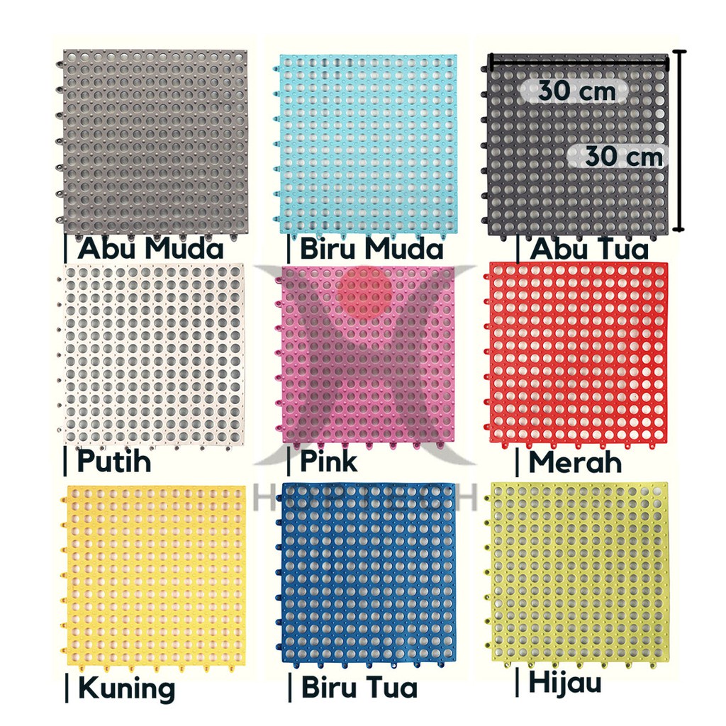 Karpet Anti Slip Kamar Mandi POLKADOT PVC Alas Keset Anti Licin Dapur Non-slip 30x30 cm keset