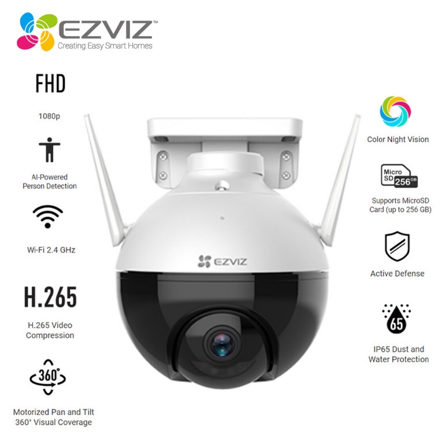 EZVIZ C8C Outdoor IP Camera Pan &amp; Tilt 360 CCTV Night Vision Wifi 2M IPCAM AI 1080P