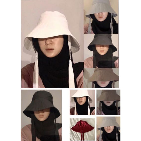 Topi bucket tali panjang / bucket hat wanita / bucket wide