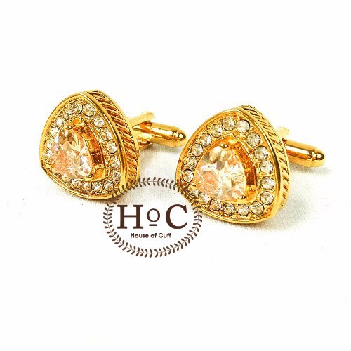 CUFFLINK CUFFLINKS MANSET KANCING KEMEJA FRENCH CUFF GOLDEN TRIANGLE STUDDED CUFFLINKS