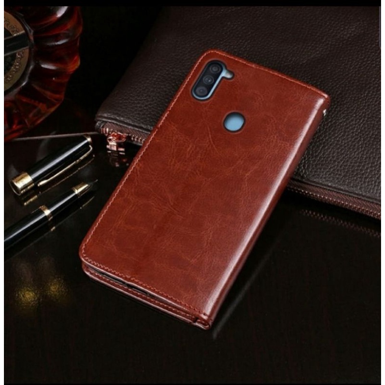 flip case wallet Samsung A11 M11 case dompet leather case sarung kulit+Gantungan