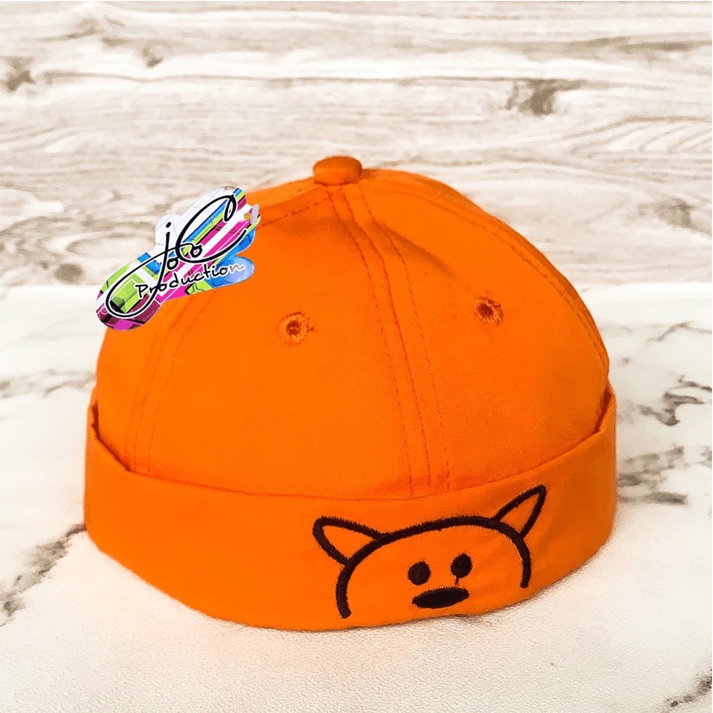 Jocoproduction - Topi Fashion Peci Anak Bayi Laki-laki & Perempuan Motif Bordir Bear Unisex-BEAR PECI - OREN