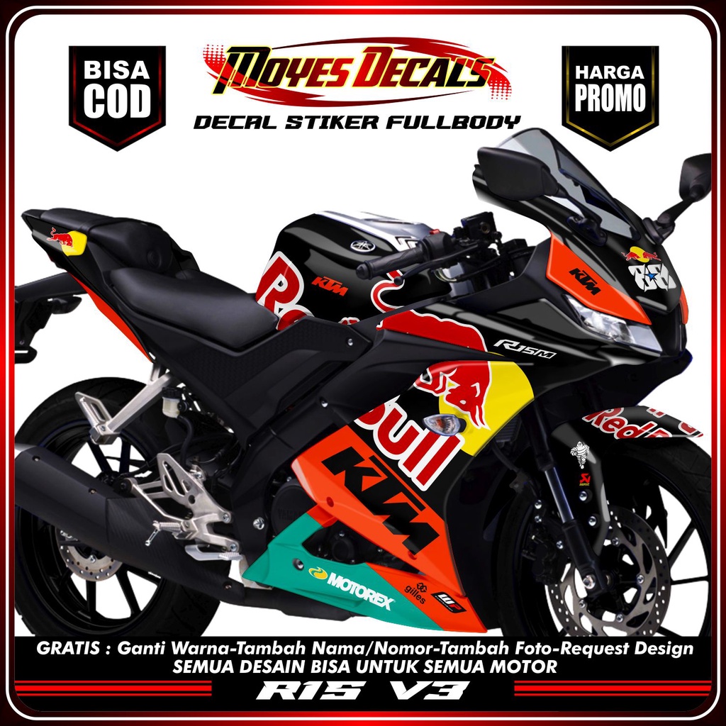 decal r15 v3 redbull stiker decal r15 v3 motogp redbull sticker fullbody r15 v3 redbull KTM livery