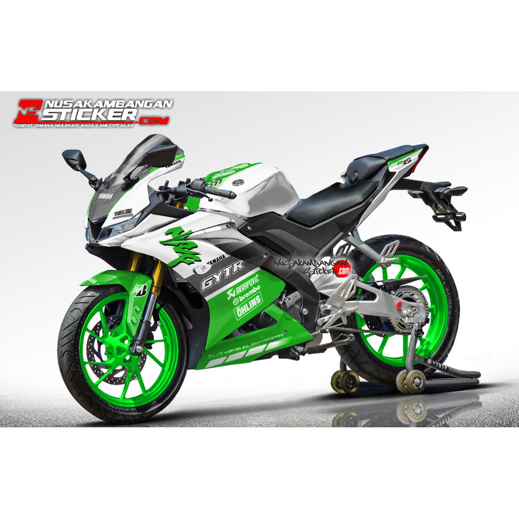 Decal Stiker Motor Yamaha R15 V3 Full Body Gytr Putih Hijau Racing Team Sticker Custom Variasi Motif