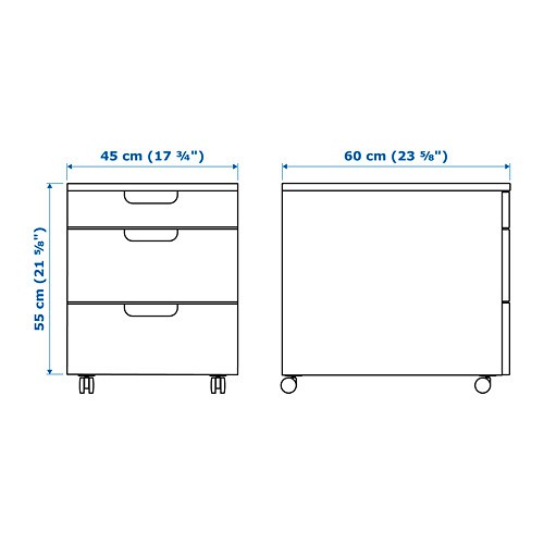 GALANT Unit laci beroda putih / hitam / kayu 45x55 cm