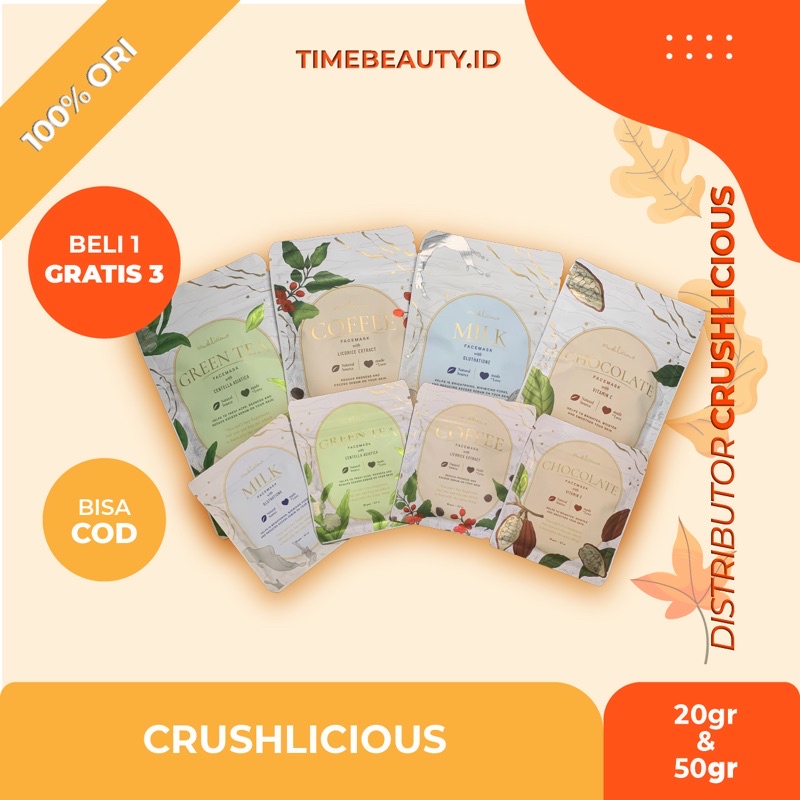 [Buy 1 free 3 GIFT] Mask Masker Crushlicious untuk Wajah dan Muka Organic Facemask Mini &amp; Full size