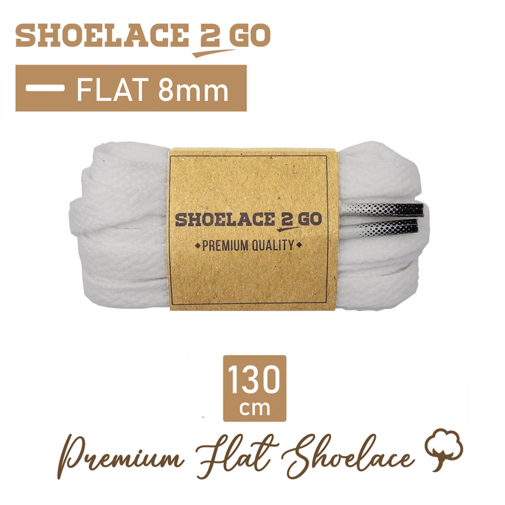 SHOELACE 2 GO PREMIUM TALI SEPATU GEPENG PIPIH FLAT A7 - WHITE