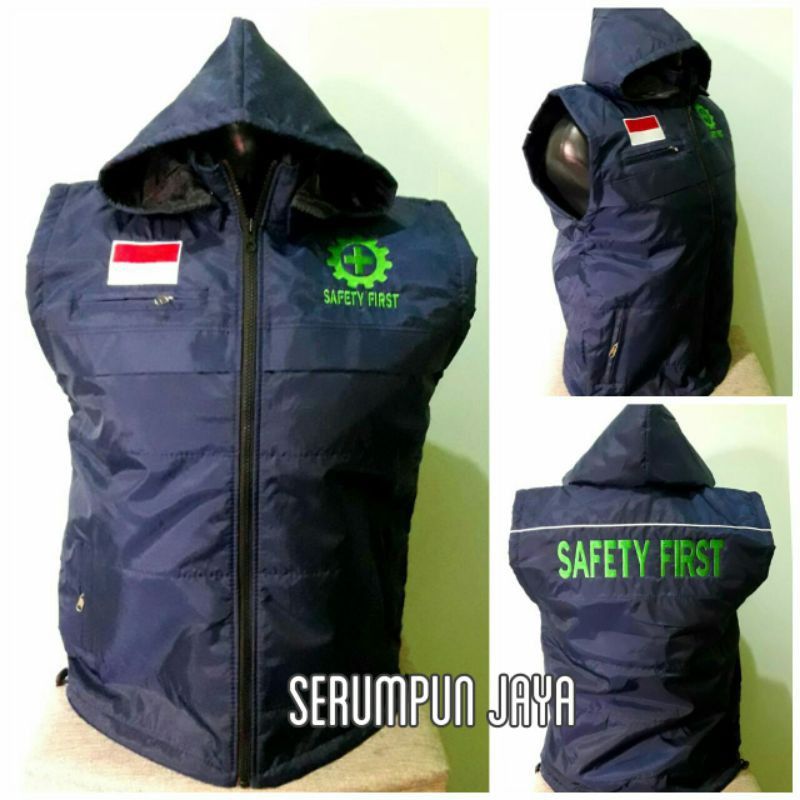 JAKET ROMPI SAFETY FIRST - JAKET ROMPI SAFETY FIRST PARASUT NAVY FULL BORDIR