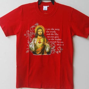 Kaos Pria dan Wanita Dewasa Oblong Katun Combed S30 Dingin Sablon Rohani Hati Yesus Katolik SP 36