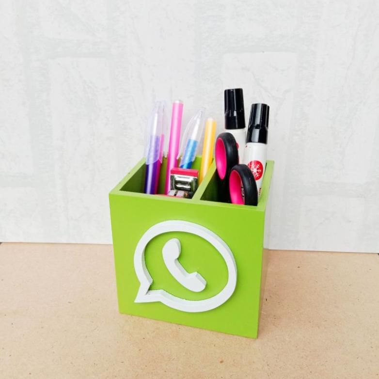 

Tempat Pensil Whatsapp Logo timbul 3D Hiasan Tempat belajar tempat organizer pensil