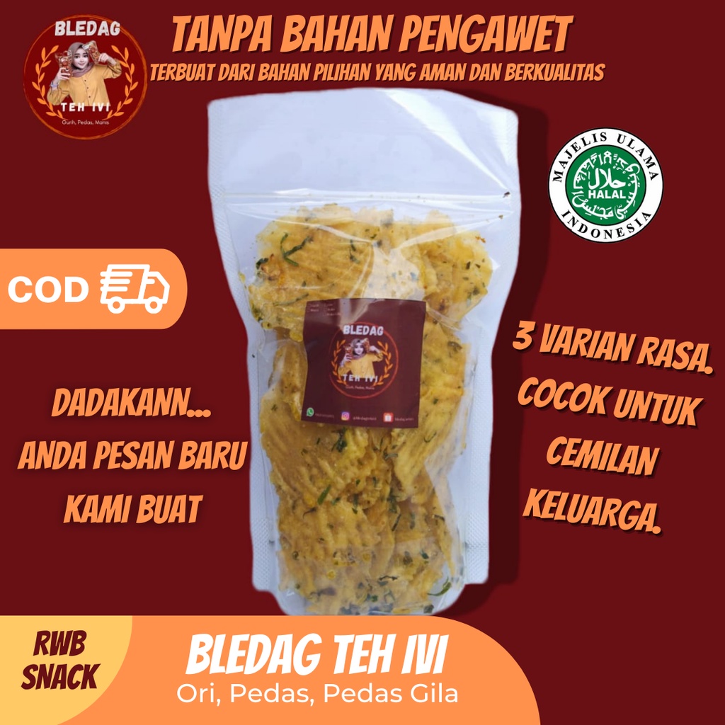 

Jajanan Snack Cemilan Keripik Pedas MURAH Beledag Teh ivi Kecimpring Pedas Kriuk Cikruh Renyah Krispi