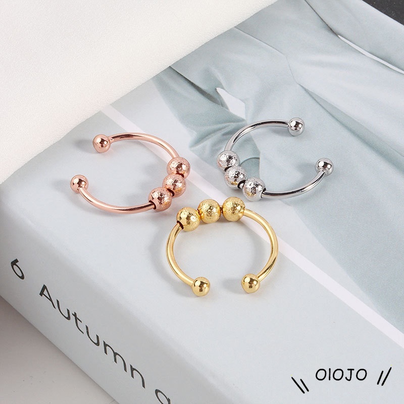 Korea Fashion Manik Cincin Emas Cincin Terbuka Dapat Disesuaikan Sederhana Buram Aksesoris Wanita Perhiasan Elegan - ol