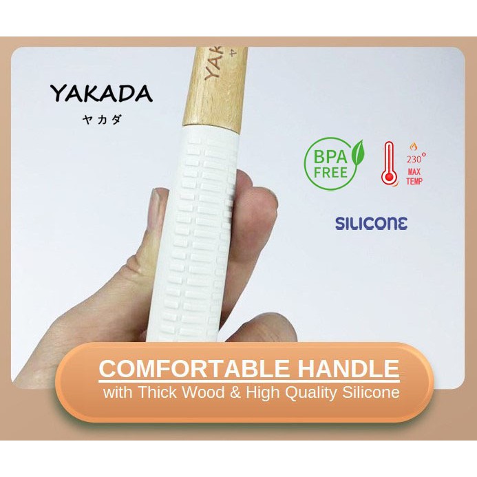 Orinoco Alat Masak Double Silicone Y-203 Gagang Kayu Tahan Panas Bpa Free Food Grade - Kitchen Utensils Anti Leleh Dua Lapis Silikon-7