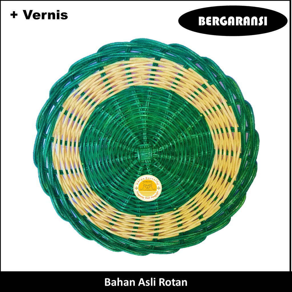 Supplier Piring Vernis Bahan Rotan Asli - Piring Hijau Bahan Rotan - Piring Warna Hijau Asli Rotan