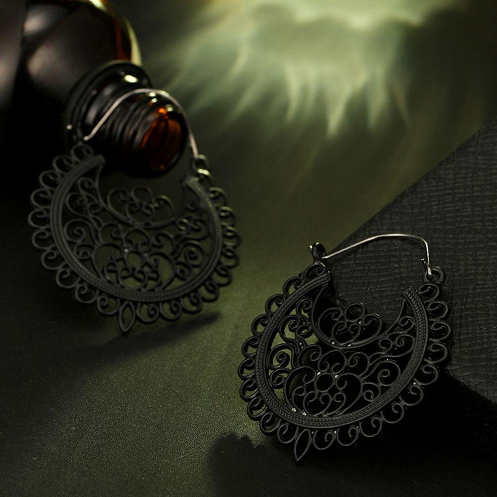 R-flower Hoop Earring Vintage Flower Pendant Jipsi Tribal Ear Studs