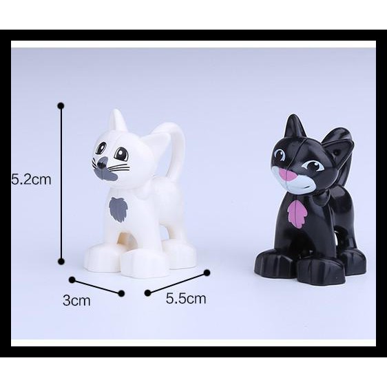 City White Black Cat Kucing Putih Hitam Minifigure Lego Duplo Kw
