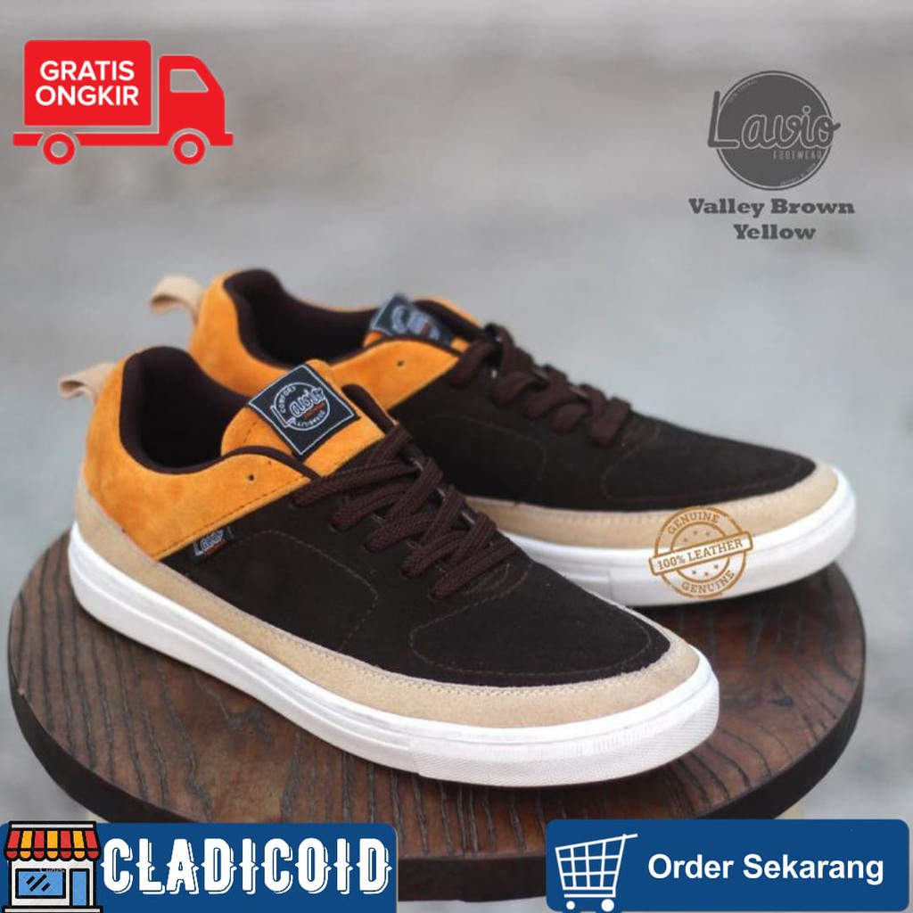 SEPATU SNEAKERS PRIA KULIT ASLI PREMIUM LAVIO VALLEY ORIGINAL SNEAKERS SANTAI OUTDOUR, JALAN