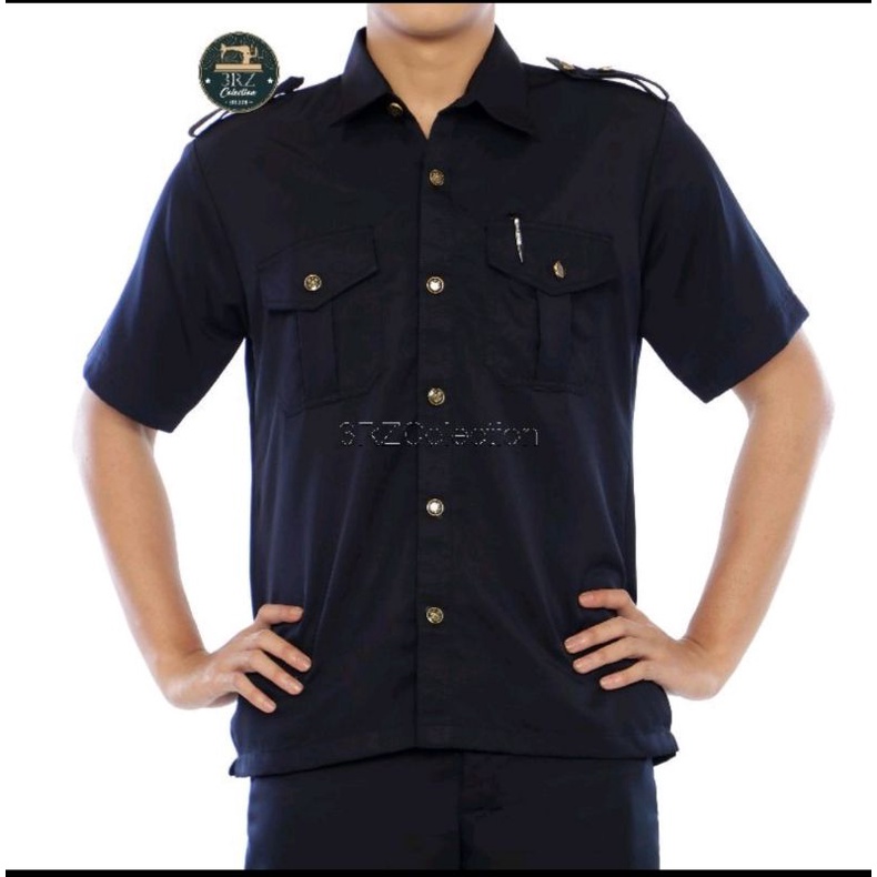 Safari satpam hitam pendek | Safari kancing garuda hitam pendek
