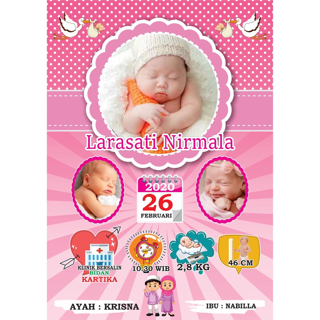 KARTU NAMA BAYI | BIO BABY | STIKER NAMA | KARTU NAMA AQIQAH | STICKER BAYI