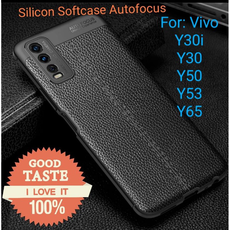 Vivo Y30i Y30 Y50 Y53 Y65 Silicon Autofocus Leather Softcase Casing Cover TPU Kulit jeruk jelly