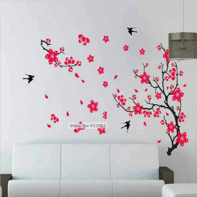 Wallsticker Sakura Merah Bunga Ranting Stiker Dinding Dekorasi