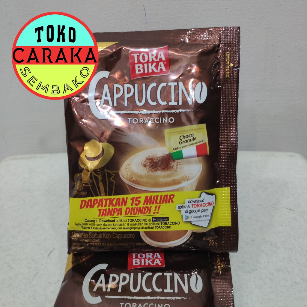 

Kopi Torabika Cappuccino - Tora Bika Cappucino 1 renceng isi 10 x 25g