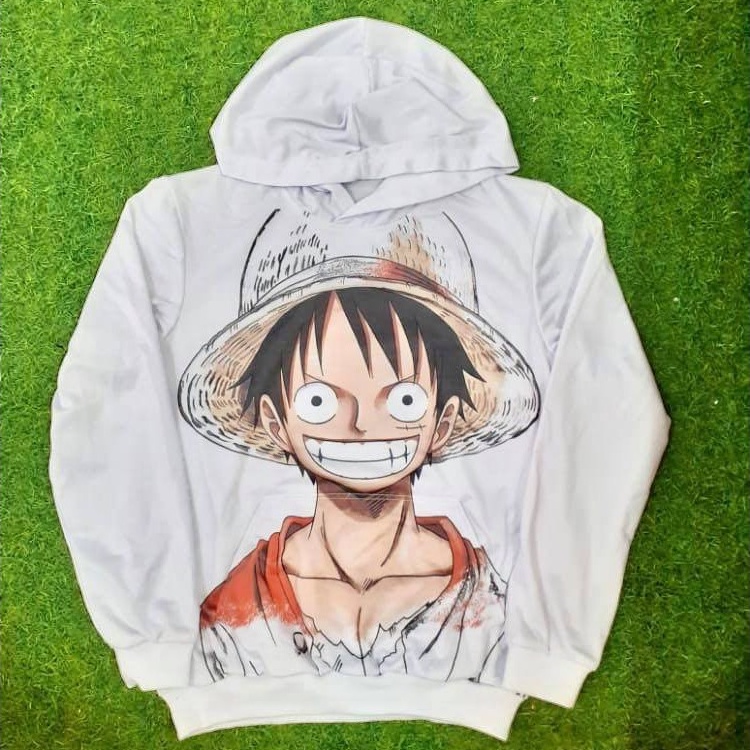 Hoodie Luffy White Onepiece Mugiwara