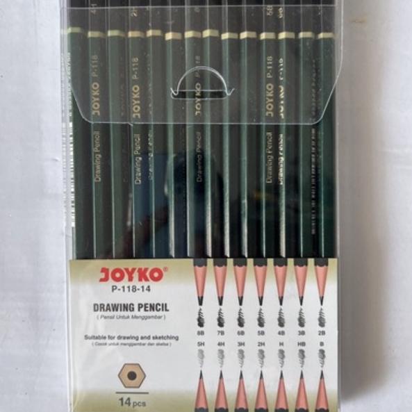 

M9M Joyko Drawing Sketch Pencil / Pensil gambar sketsa set ( ketebalan komplit ) P-118-14 P 118 isi 14 pcs ➸ (Harga Promo)