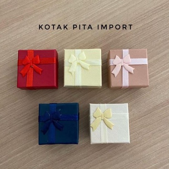 Kotak cincin single motif pita lucu cocok untuk kado hadiah cewek pacar