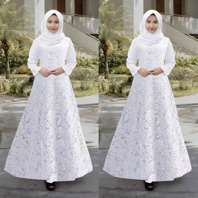 Baju Wanita/Cewek Gamis Maxi Brukat Timbul Premium Guchi