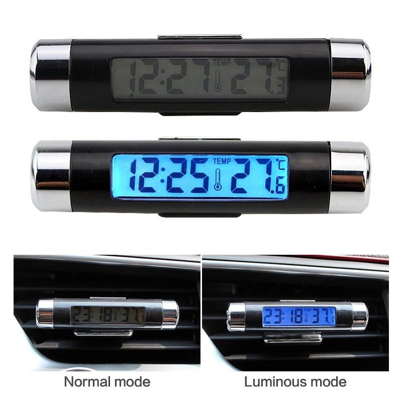 Thermometer Mobil Digital Backlight Otomotif  Jam Mobil