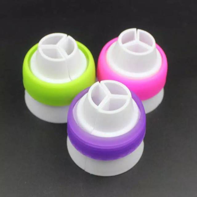 Head Coupler Rainbow Swirl Buttercream 3 warna / Head Coupling / Converter Spuit Dekorasi Kue