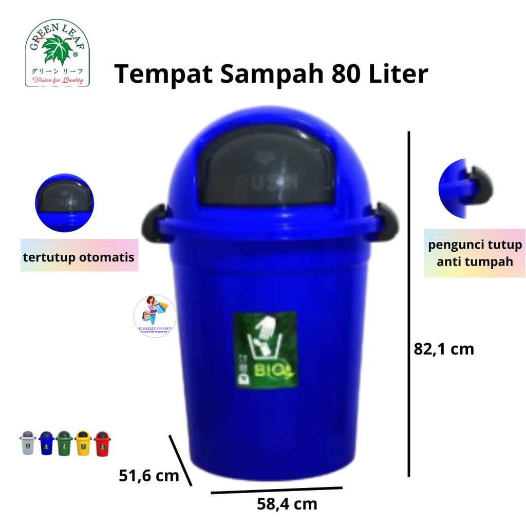 Tempat sampah BIO 80 liter green leaf 2008