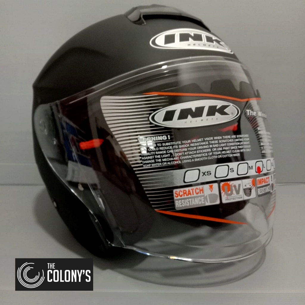 HELM INK HALF FACE HALFFACE INK DYNAMIC| DYNAMIK| DINAMIK SOLID BLACK DOFF ORI SNI DOT-1
