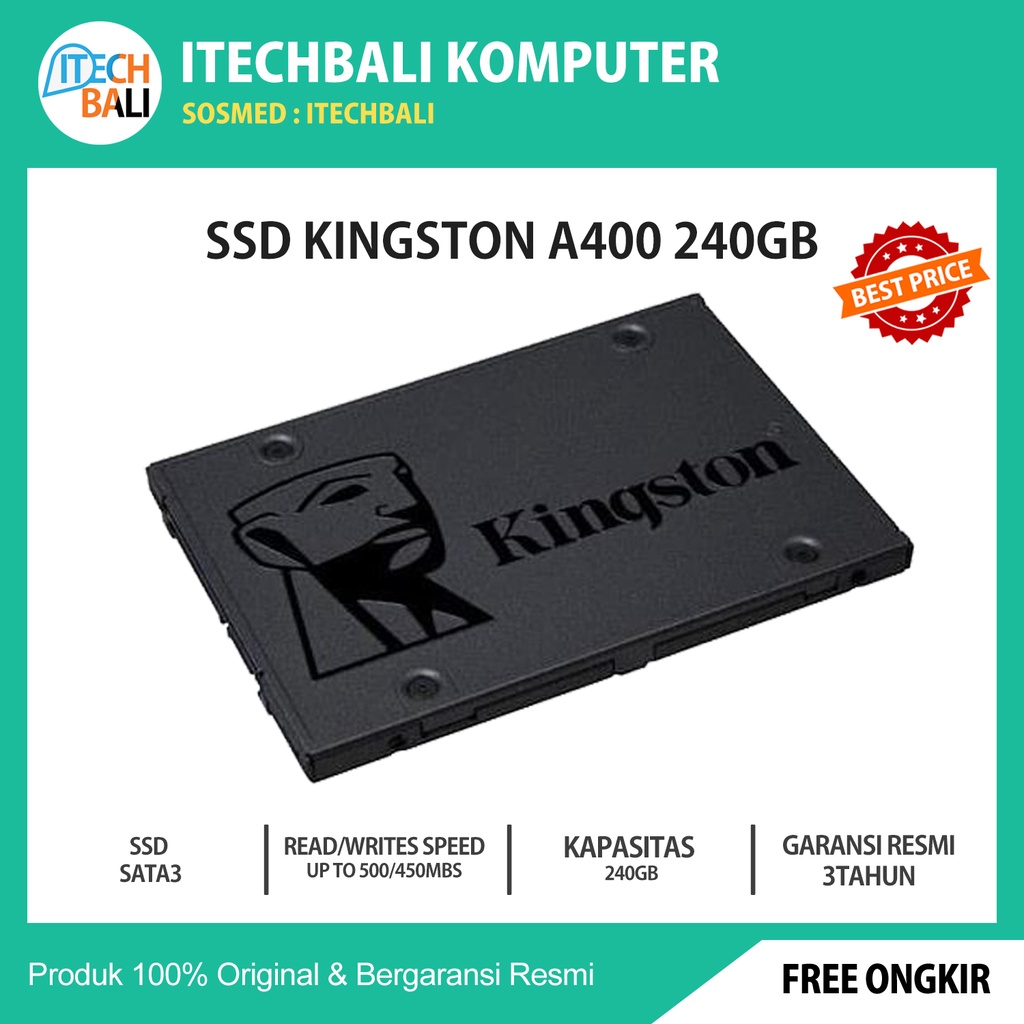 SSD KINGSTON A400 120 240 480 960GB SATA Garansi Resmi