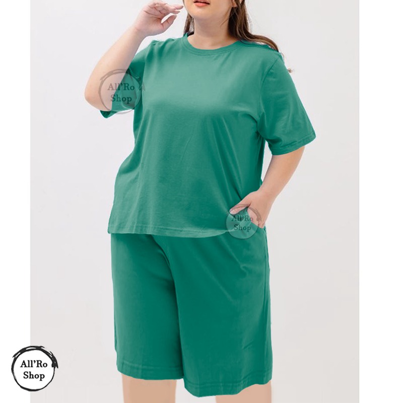 Setelan Jumbo Baju Setelan Casual Santai Wanita Size JUMBO BESAR PLUS SIZE Polos Bahan Kaos Ukuran XXL 3XL  ARS 232