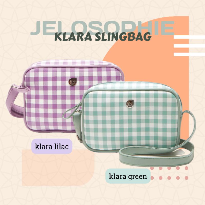 TAS KLARA GINGHAM LILAC GREEN UNGU LORIENTY SOPHIE MARTIN PARIS SLINGBAG