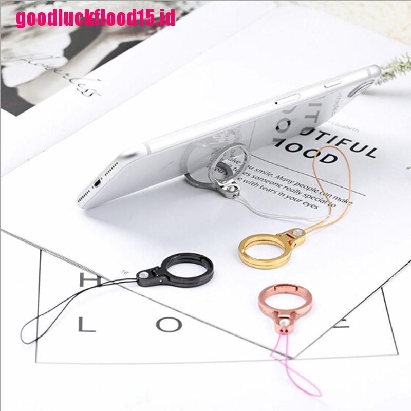 {LUCKID}Multifunction 2 in 1 metal cell phone lanyard finger ring mobile phone holder