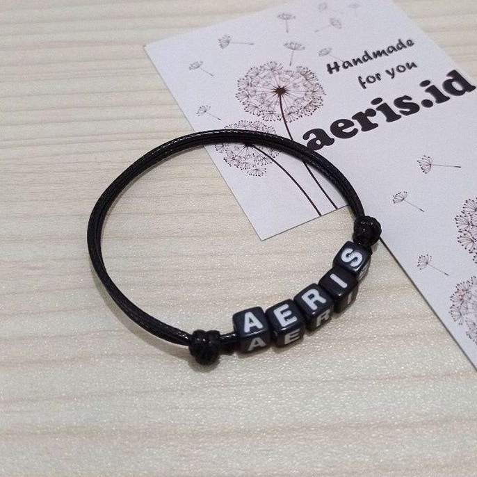 Gelang Inisial Huruf / Gelang Nama / Gelang Couple [HITAM]