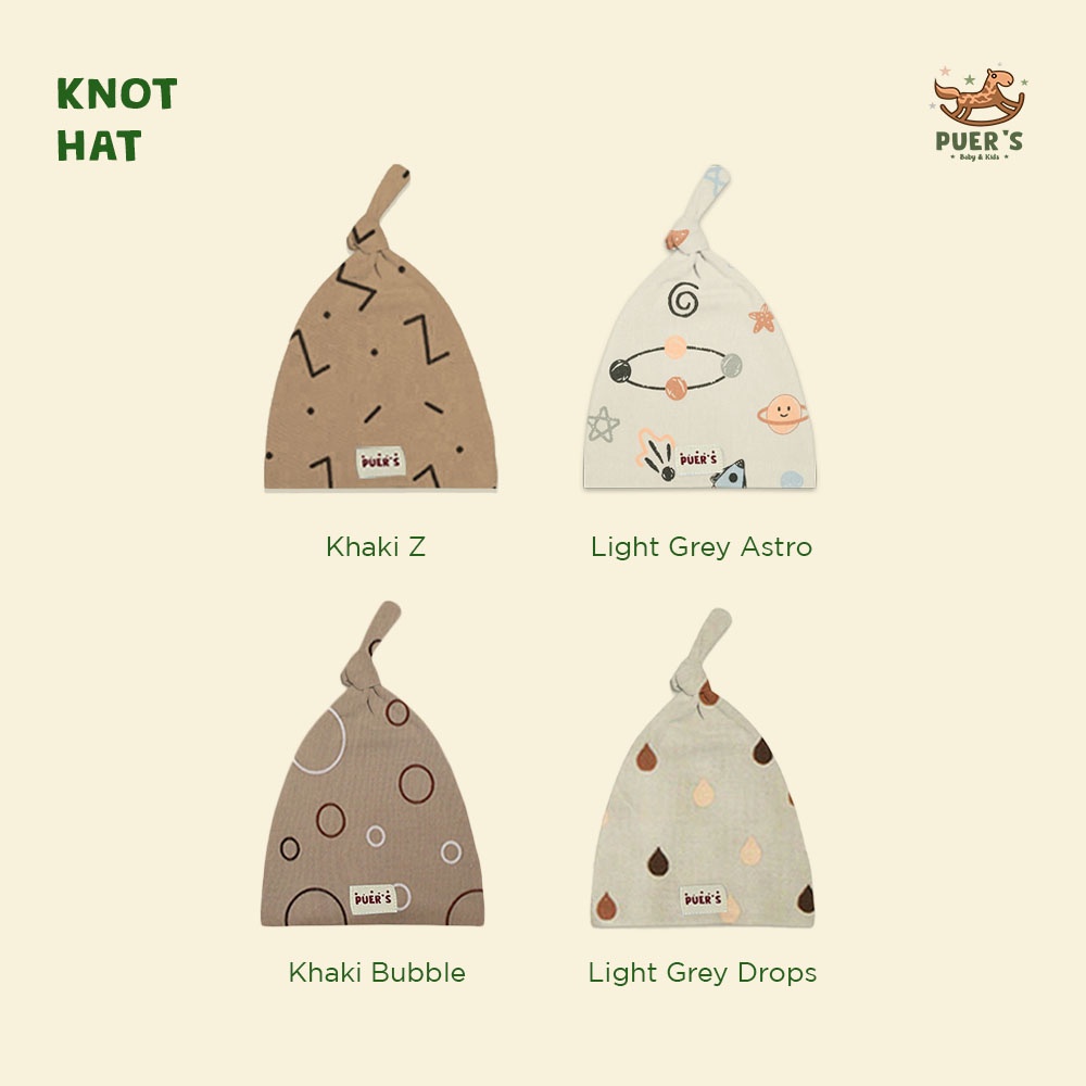 KNOT HAT NEWBORN (TOPI BAYI) PUER’S MOTIF  (CODE AWALAN HURUF K-L)