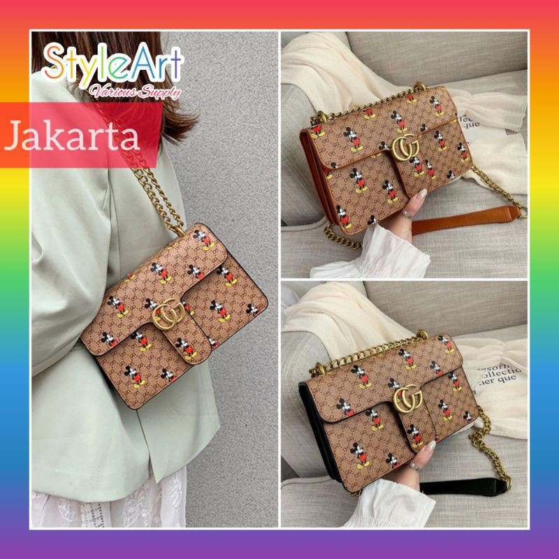 StyleArt SL3767 Tas Selempang Wanita 100% Original Fashion Import SlingBag Motif Guci Mickey Mouse