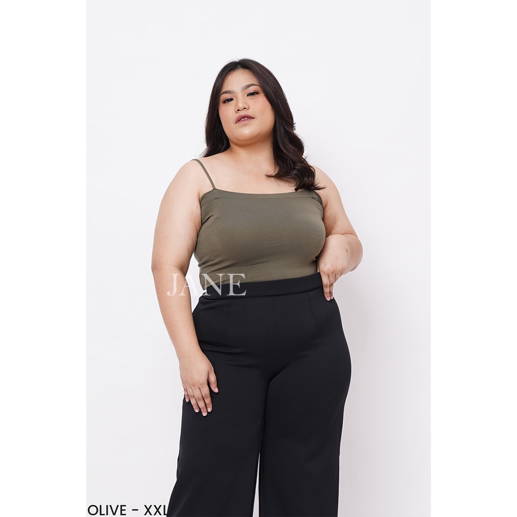 JANE COLLECTION || Atasan Tank Top Wanita Tali Spaghetti Hitam Atasan Dalaman Cewek Tanktop Tali Satu Square Camisole Tengtop Putih Polos Inner Wanita