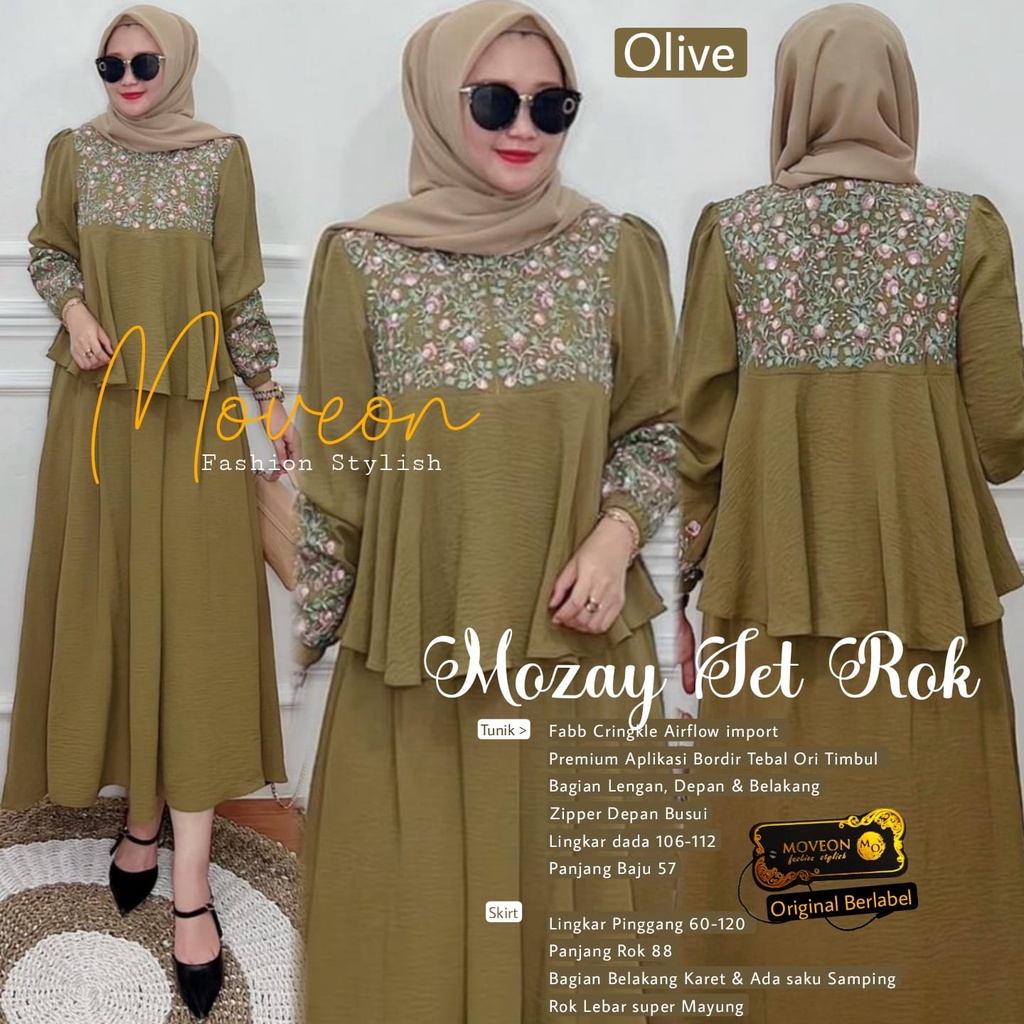 Mozay Set Rok Bordir Asli Setelan Wanita Muslim Gamis Bordir Original Produk By Moveon