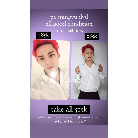 PHOTOCARD MINGYU ODE TO YOU DVD BLURAY PC MINGYU CABE