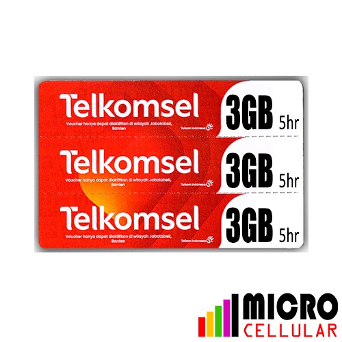 Voucher Kuota Telkomsel 3 GB (5 Hari) Berlaku di Semua Jaringan 24 Jam - Lokal Data Zona 1 Sumbagsel