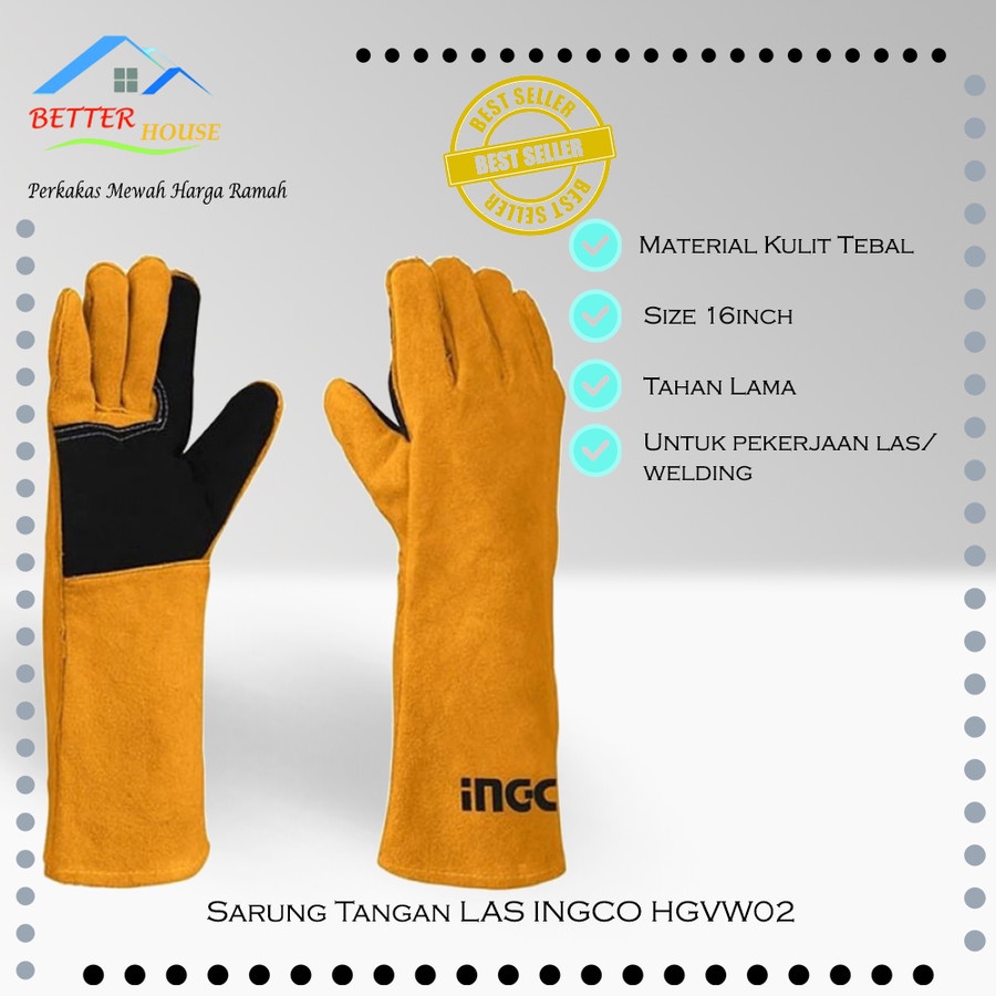 Sarung Tangan Las Welding safety kulit INGCO HGVW02