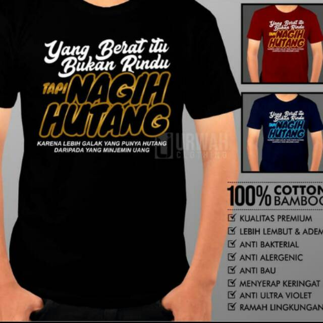 Kaos catoon bamboo premium/dakwah/hutang