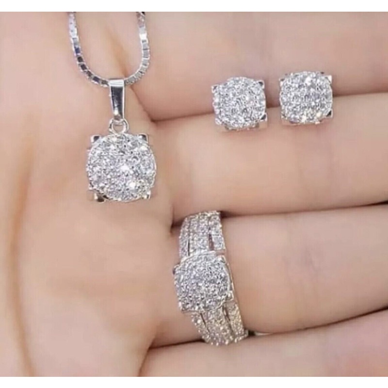 set perhiasan dewasa silver lapis emas putih
